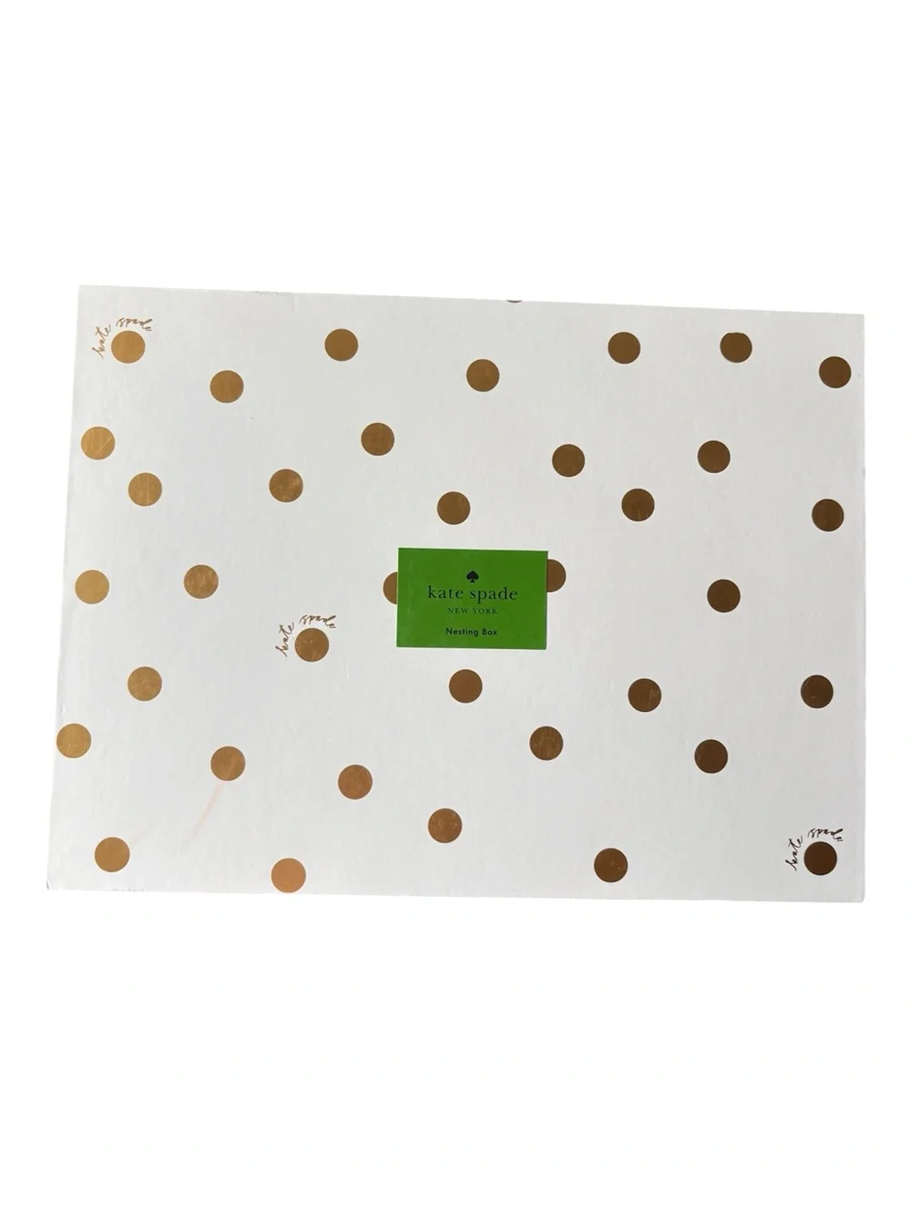 Kate Spade Large White & Gold Polka Dot Nesting Box